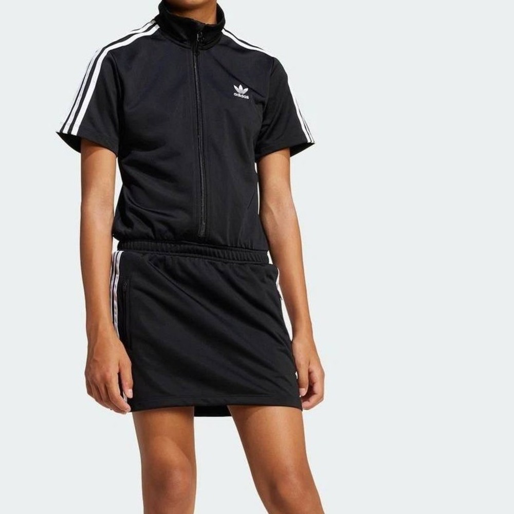 Adidas Kids Firebird Dress Skirt Romper Size M Black White 3-Stripe JD3535 - Picture 2 of 11